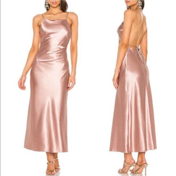Bardot Estelle Draped Satin Midi Dress - Picture 1 of 7